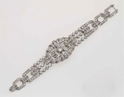 Bracciale con Diamanti di Vecchio Taglio, Taglio Carrè e Taglio Baguette per Ct 20,00 Circa