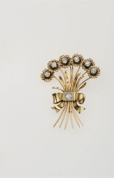 Spilla Mazzo di Fiori con Diamanti
