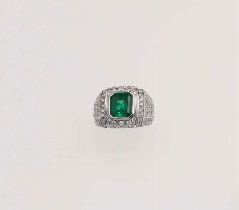 Anello con smeraldo Colombia di ct 3,15 circa  - Asta Fine Jewels - Cambi Casa d'Aste