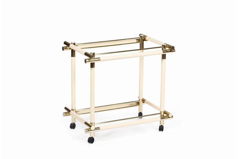 Carrello con struttura in ottone e piani in vetro. Prod. Italia, 1970 ca.  - Auction Design - Cambi Casa d'Aste