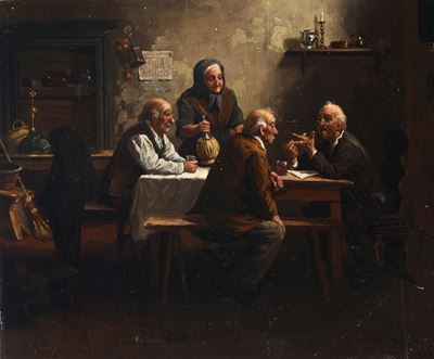 Luigi Zuccoli (1815-1876), Attribuito Ail Gioco delle Carte, la Conversazione e il Racconto