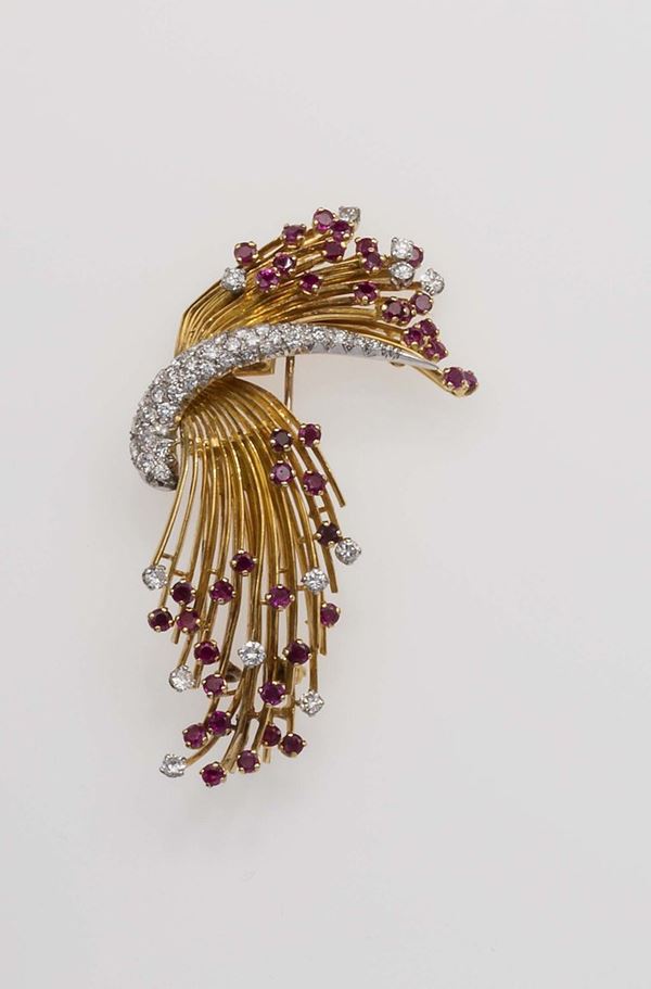 Ruby and gold brooch. Kutchinsky