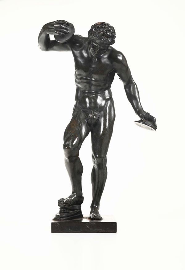 Statua in bronzo raffigurante nudo maschile, XIX secolo