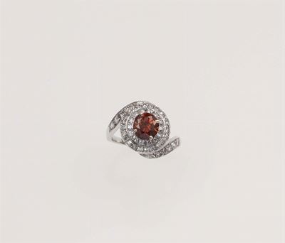 Anello con Diamante Fancy Deep Brownish Orange di Ct 1,11