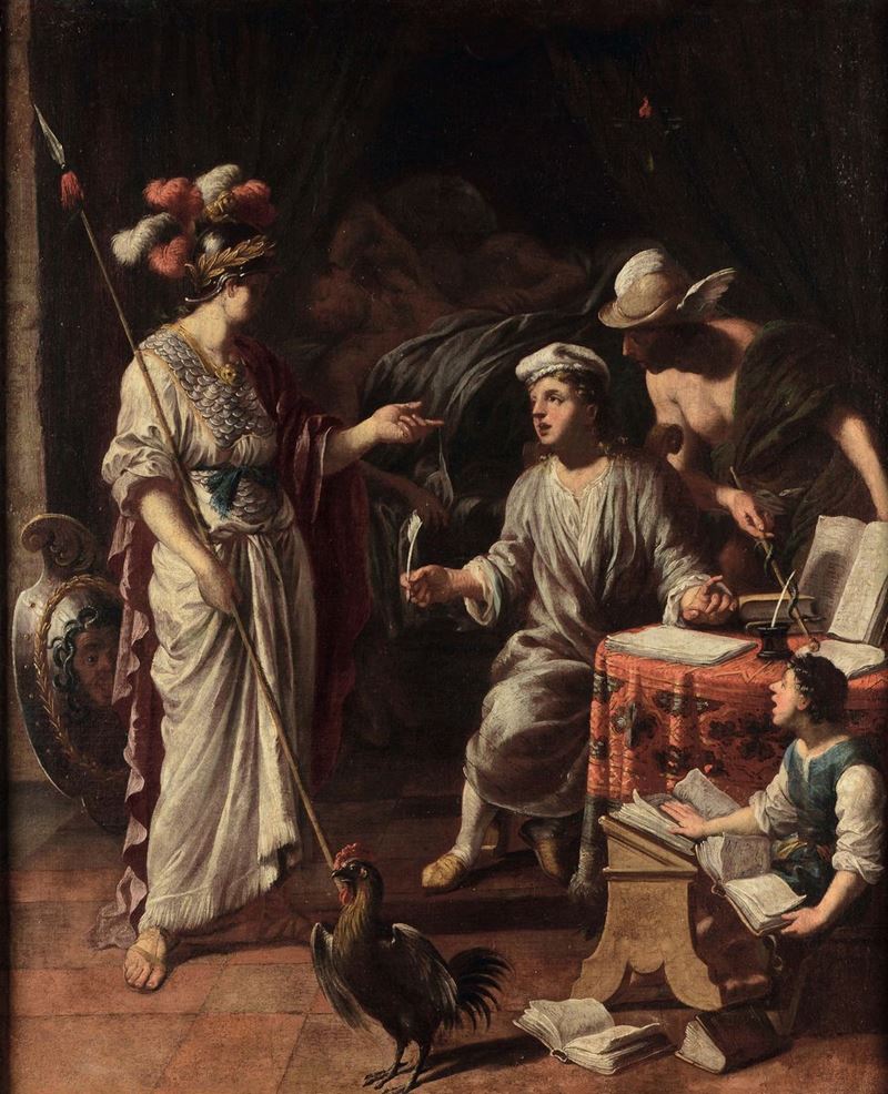 Scuola del XVII secolo Minerva, Mercurio e giovani  - Auction Old Masters Paintings - Cambi Casa d'Aste