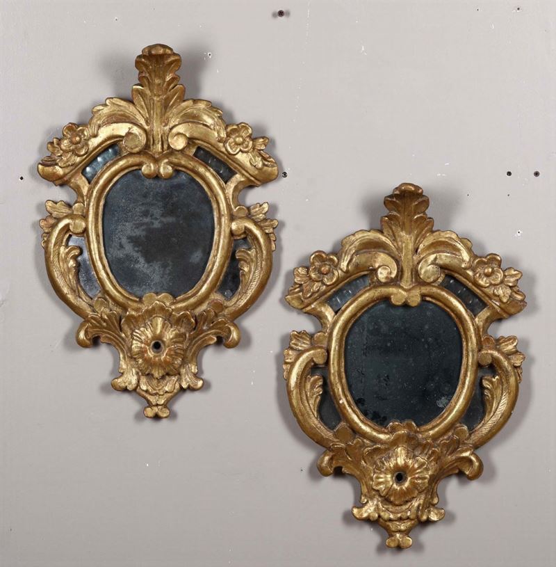 Coppia di ventoline in legno intagliato e dorato, XVIII-XIX secolo  - Auction Timed Fine Art - I - Cambi Casa d'Aste