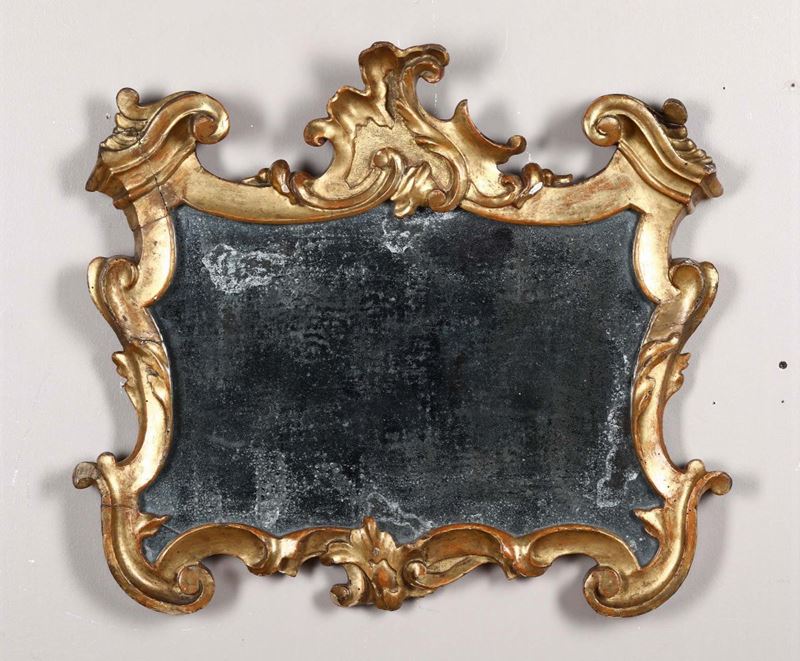 Specchiera in legno intagliato e dorato, XIX-XX secolo  - Auction Timed Fine Art - I - Cambi Casa d'Aste