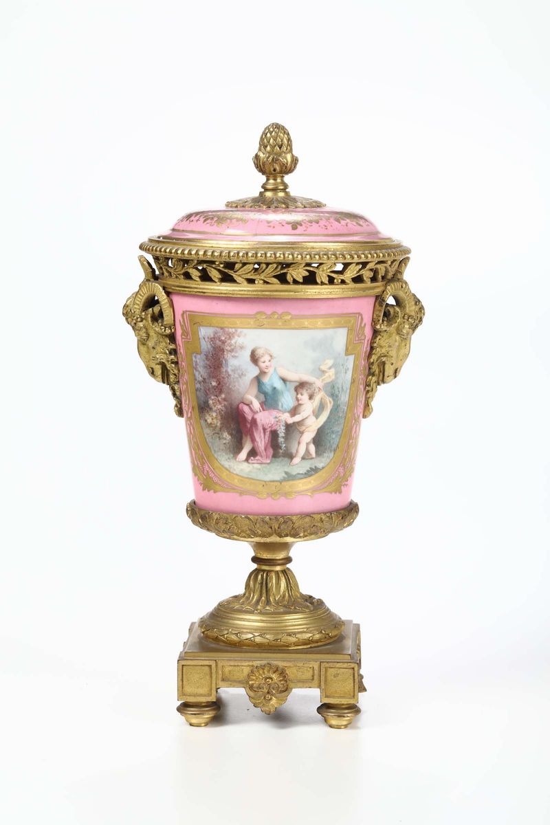 Vaso in Porcellana e Bronzo Dorato, XIX-XX Secolo