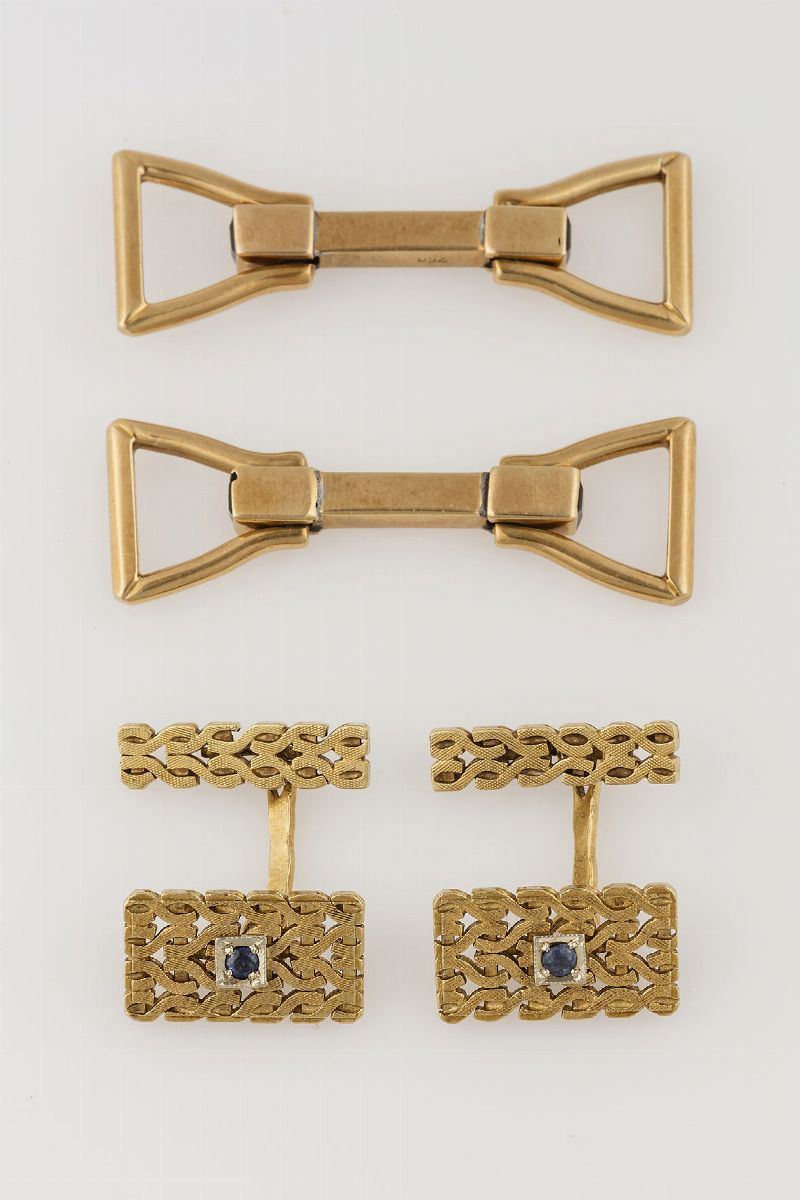 Two pair of gold cufflinks  - Auction Jewels - Cambi Casa d'Aste