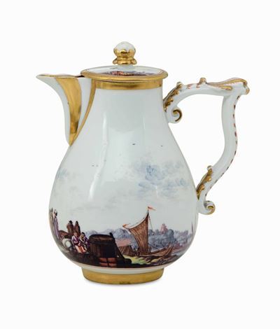 Lattiera Meissen, 1730-1735 Pittura alla Maniera di Christian Friedrich Herold
