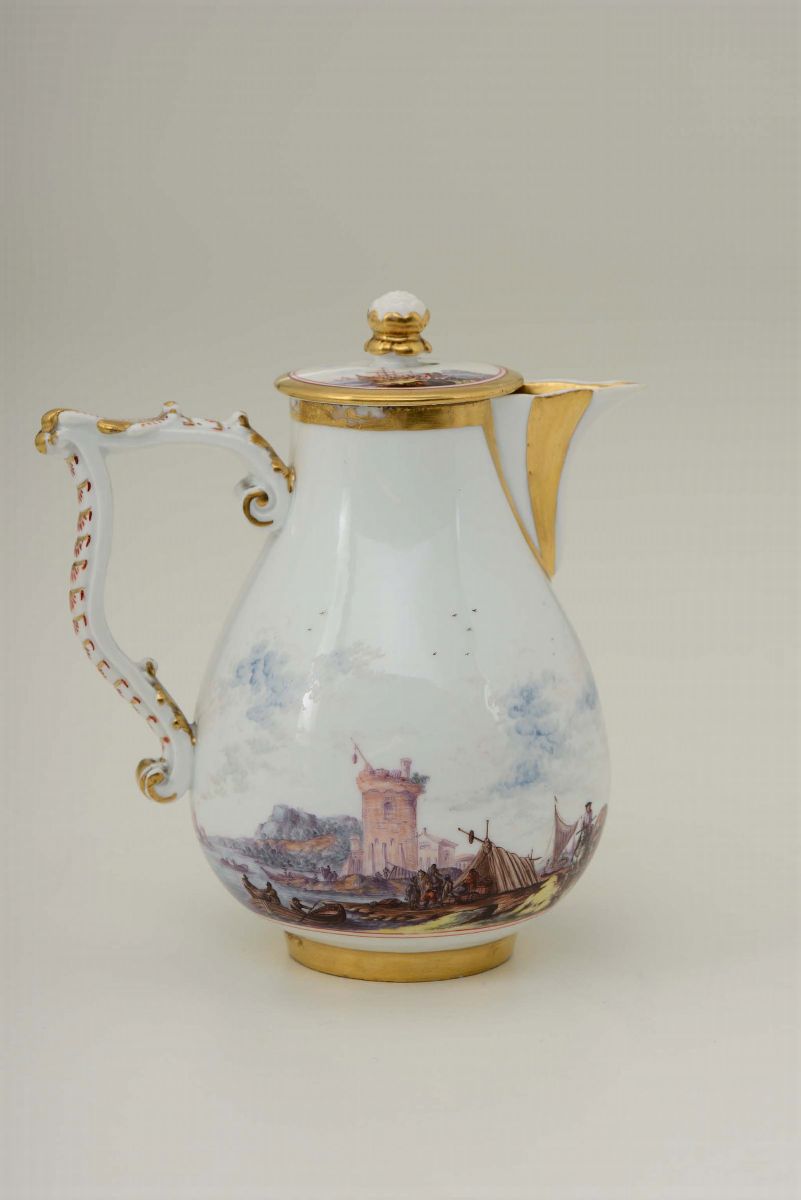 Lattiera Meissen, 1730-1735 Pittura alla Maniera di Christian Friedrich Herold