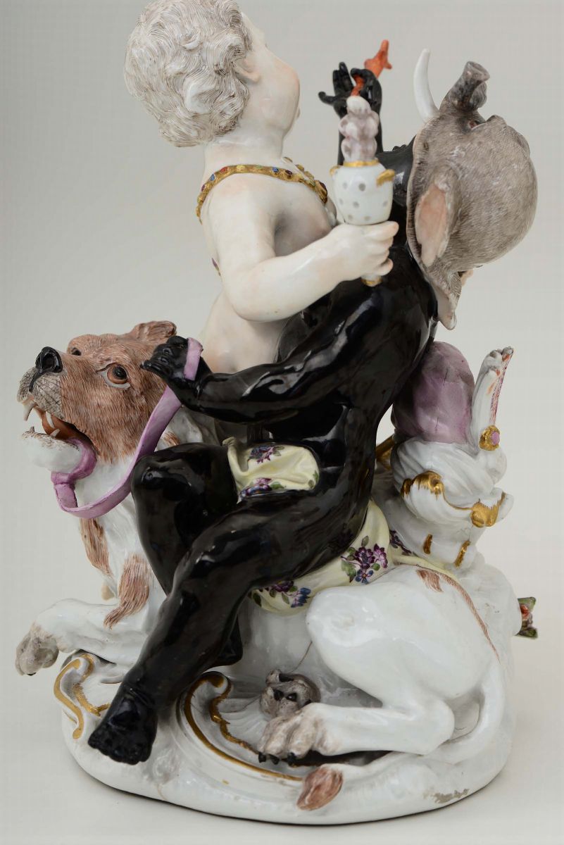 Coppia di Gruppi Raffiguranti i Quattro Continenti Meissen, 1755 Circa Modello di Friedrich Elias...