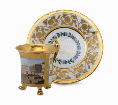 Tazza con Piattino di Marie Charlotte di Württemberg Ludwigsburg, 1816-1824