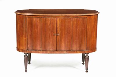 Credenza con Ante Scorrevoli in Ciliegio e Cipresso, Ebanisteria Senese Neoclassica su Probabile ...