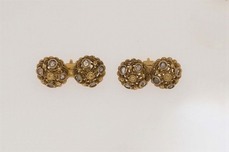 Pair of old-cut diamond cufflinks  - Auction Fine Jewels - Cambi Casa d'Aste