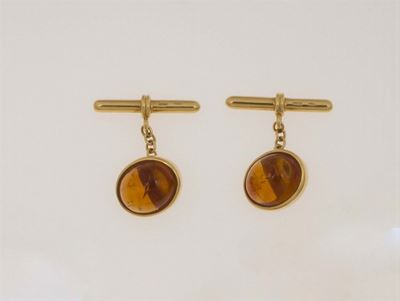 Bottoni da Polso con Ambra Taglio Cabochon