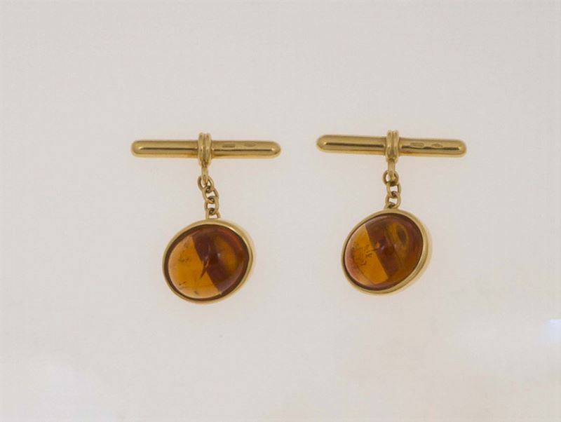 Pair of amber cufflinks  - Auction Fine Jewels - Cambi Casa d'Aste