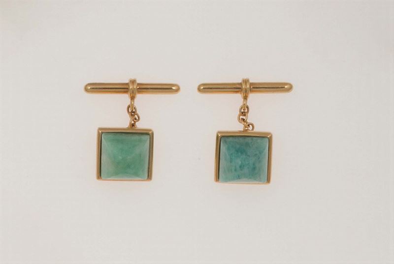 Pair of amazonite cufflinks  - Auction Fine Jewels - Cambi Casa d'Aste