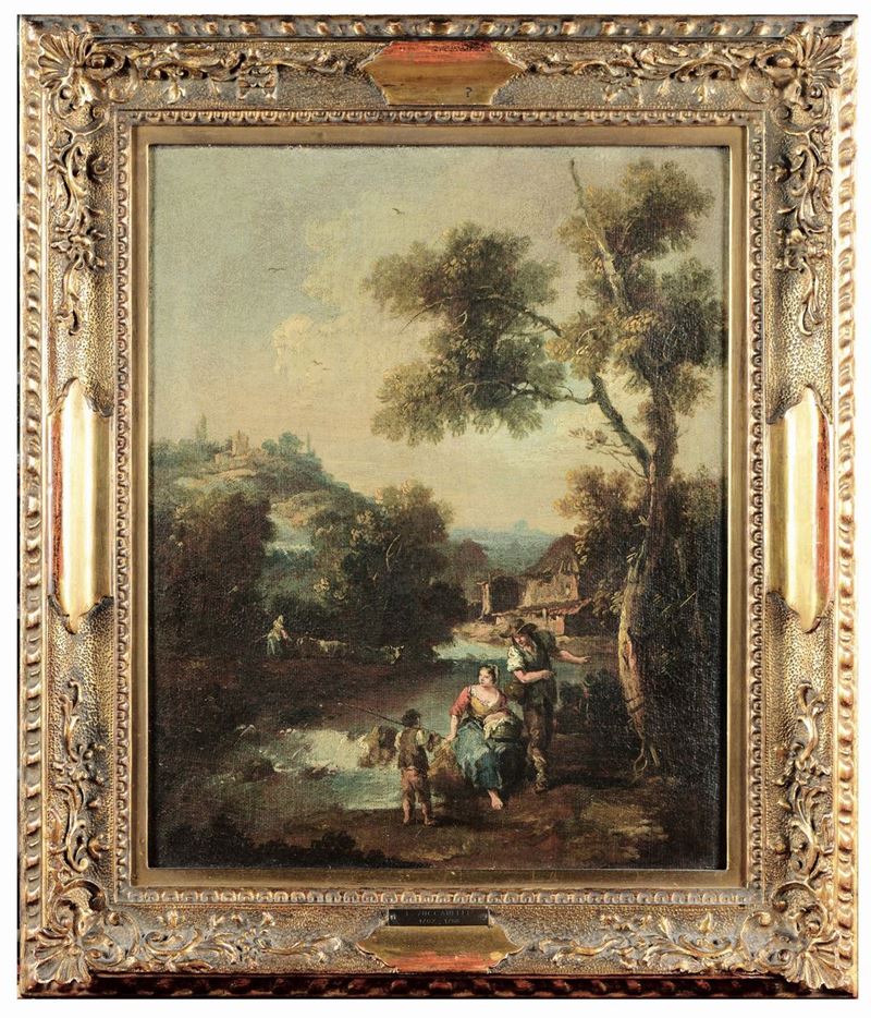 Giuseppe Zais (Forno di Canale 1709 - Treviso 1784) Paesaggio con figure  - Auction Old Masters Paintings - Cambi Casa d'Aste