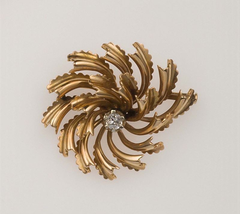 Old-cut diamond and gold brooch  - Auction Fine Jewels - Cambi Casa d'Aste