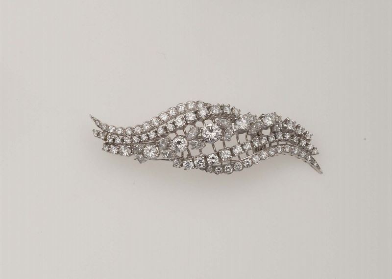 Diamond and platinum brooch  - Auction Fine Jewels - Cambi Casa d'Aste