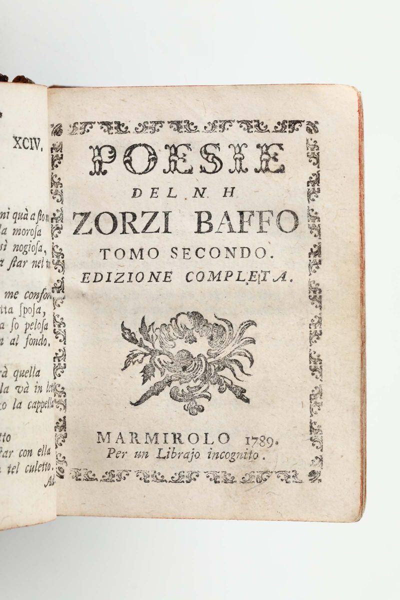 Baffo, Giorgiopoesie del N.h. Zorzi Baffo..., Marmirolo, 1789, Tomi I-V