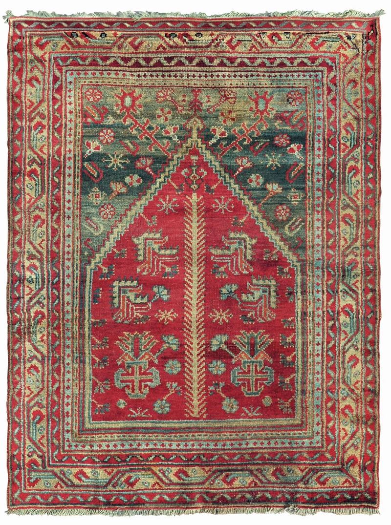 Tappeto anatolico Ushak a preghiera, inizio XX secolo  - Auction Fine Carpets - Cambi Casa d'Aste