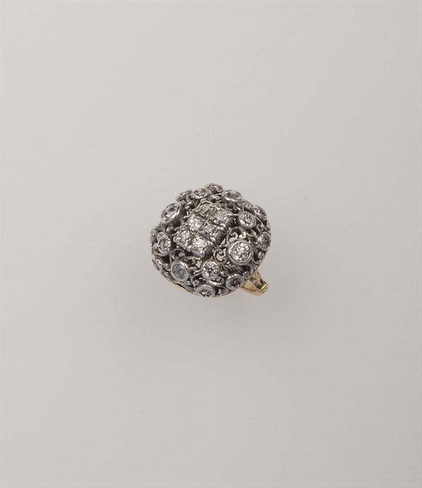 Old-cut diamond, gold and silver ring. Mario Buccellati