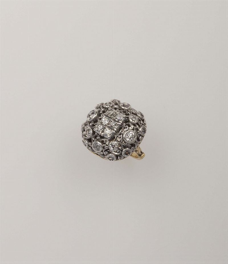 Old-cut diamond, gold and silver ring. Mario Buccellati  - Auction Fine Jewels - Cambi Casa d'Aste