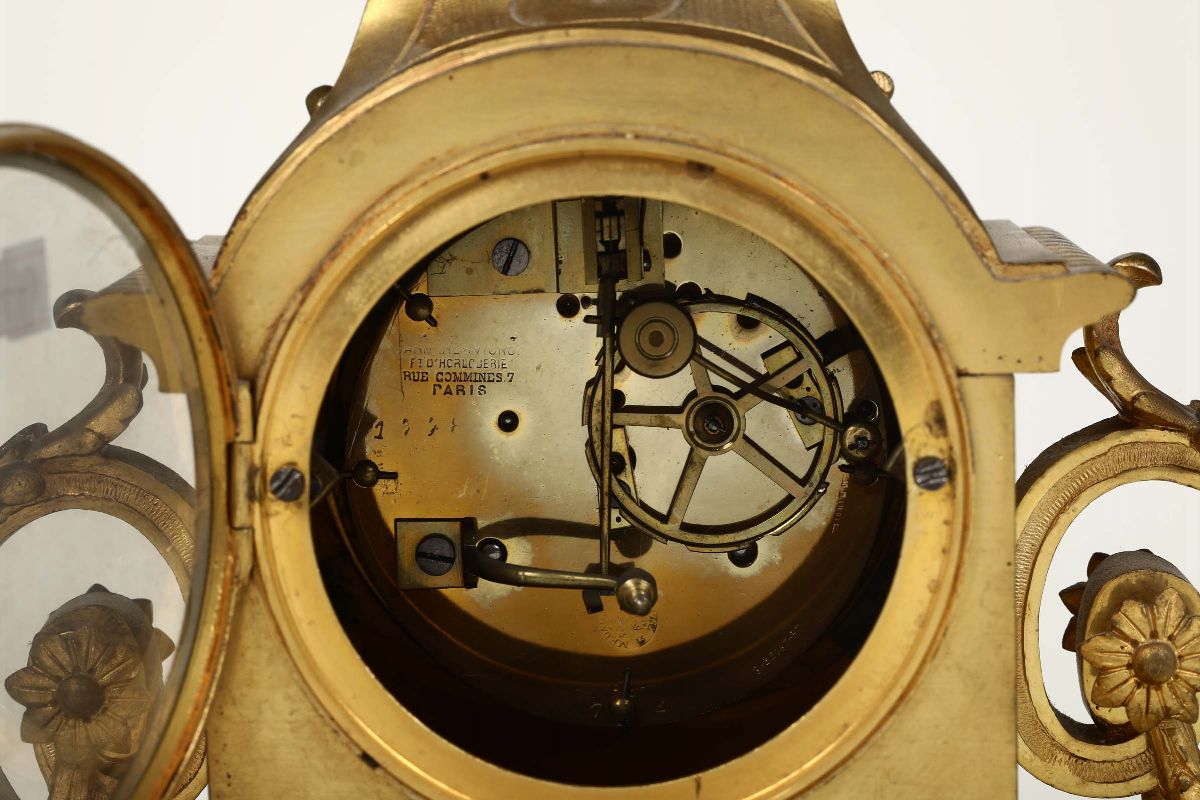 Pendola da Tavolo in Bronzo Dorato, XIX Secolo