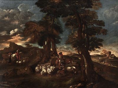 Giovanni Benedetto Castiglione Detto il Grechetto (genova 1609 - Mantova 1664), Bottega Dipaesagg...