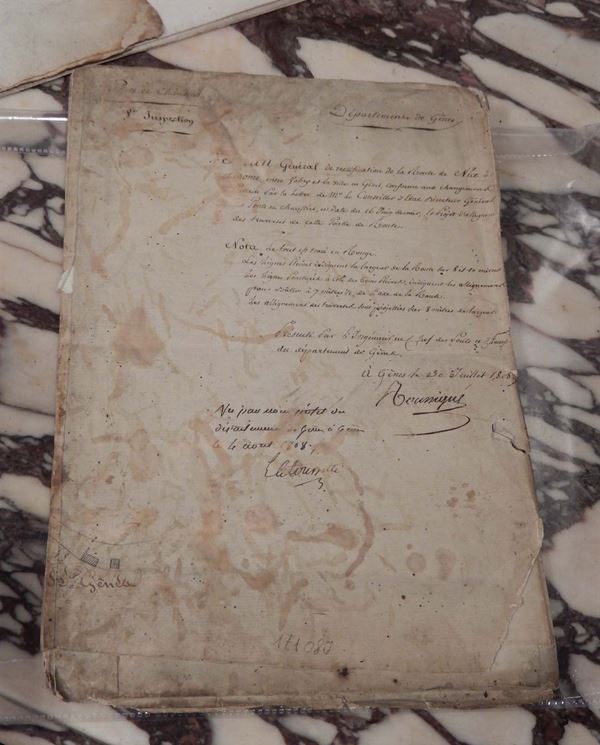 Genova- carte topografiche manoscritte epoca napoleonica Roussigne’, Jean Charles (Troyes 1762-?)