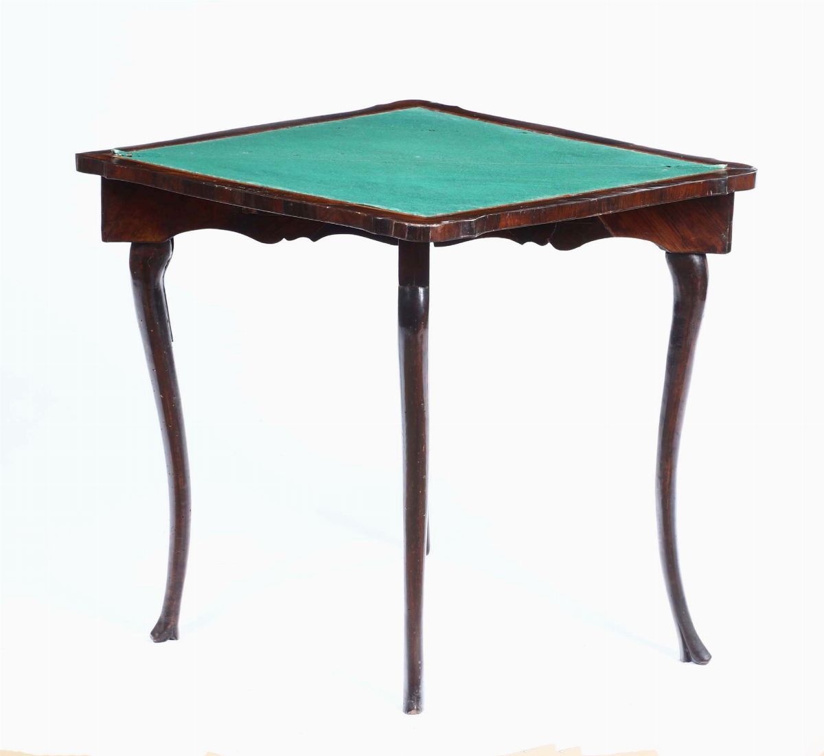 Tavolino da Gioco Luigi XV Triangolare Apribile Lastronato in Palissandro e Filettato in Bois De ...