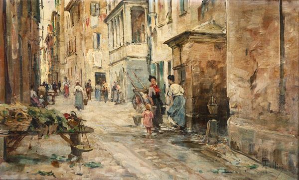 Carlo Follini (1848 -  1938), attr. Veduta cittadina