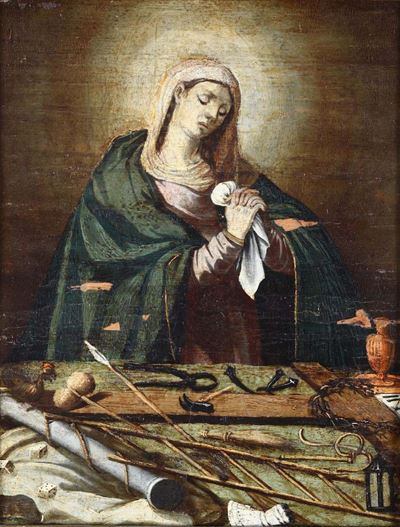 Scuola XVIII Secolomadonna Addolorata con gli Strumenti della Passione di Cristo