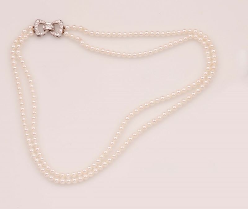 Girocollo due fili di perle  - Asta Vintage, Gioielli e Orologi - Cambi Casa d'Aste