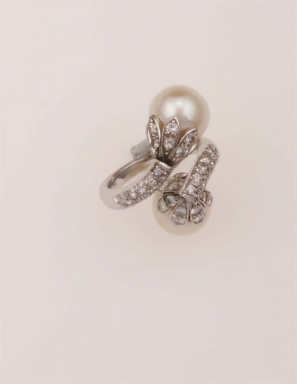 Cultured pearl ring