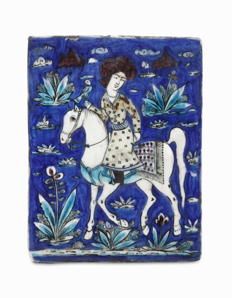 Mattonella Iran, periodo Qajar (1779-1925), fine del XIX - inizio del XX secolo  - Auction Majolica and Porcelains - Cambi Casa d'Aste