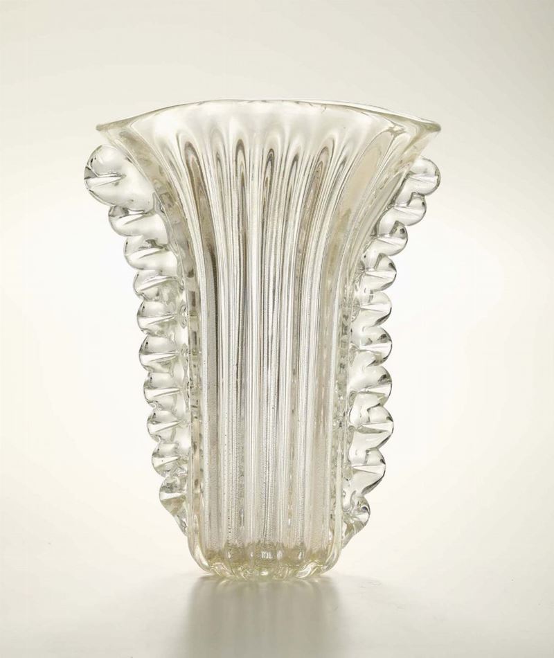 Vaso in cristallo, Barovier 1940 circa  - Auction Timed Fine Art - I - Cambi Casa d'Aste