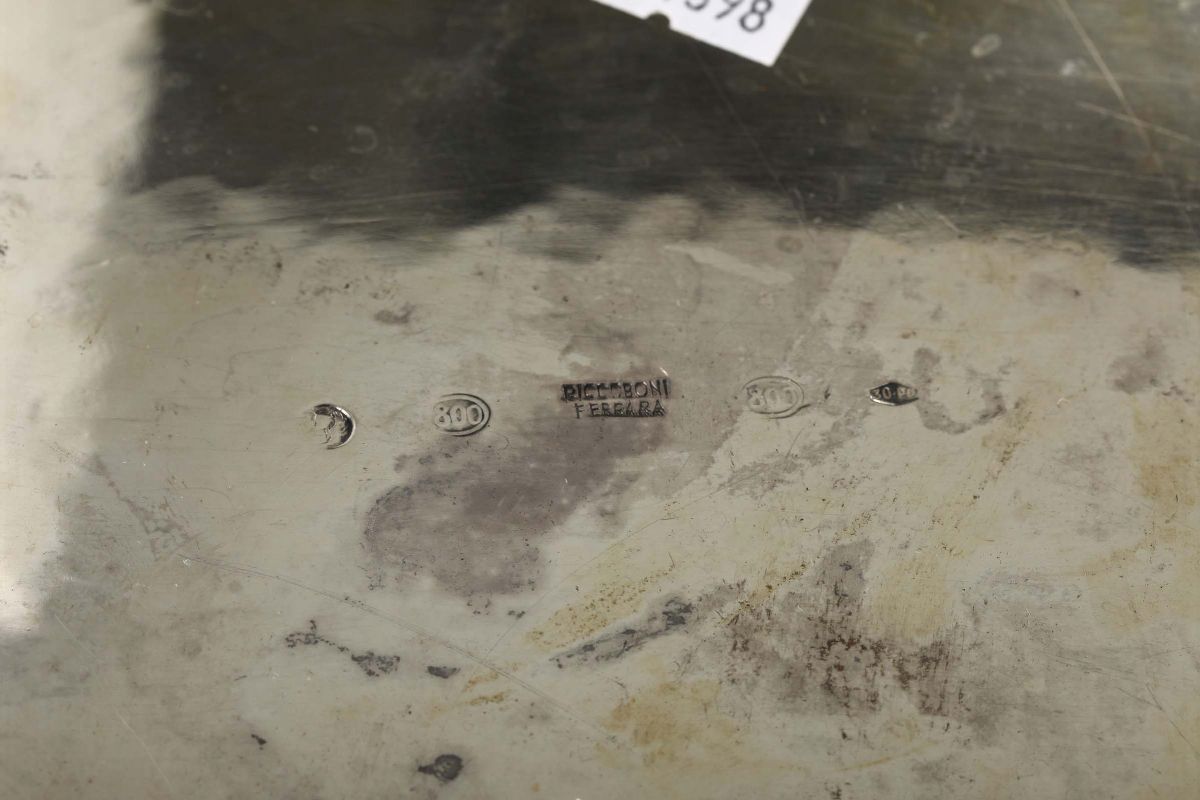 Grande Cachepot in Argento Martellato, Piccoboni, Ferrara, XX Secolo