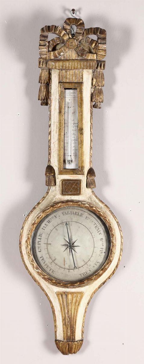 Barometro Neoclassico in legno intagliato e laccato, Francia  - Auction Antiques Selected | Time - Cambi Casa d'Aste