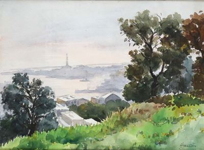 Franco Fasolis (1889 - 1976)veduta del Porto di Genova