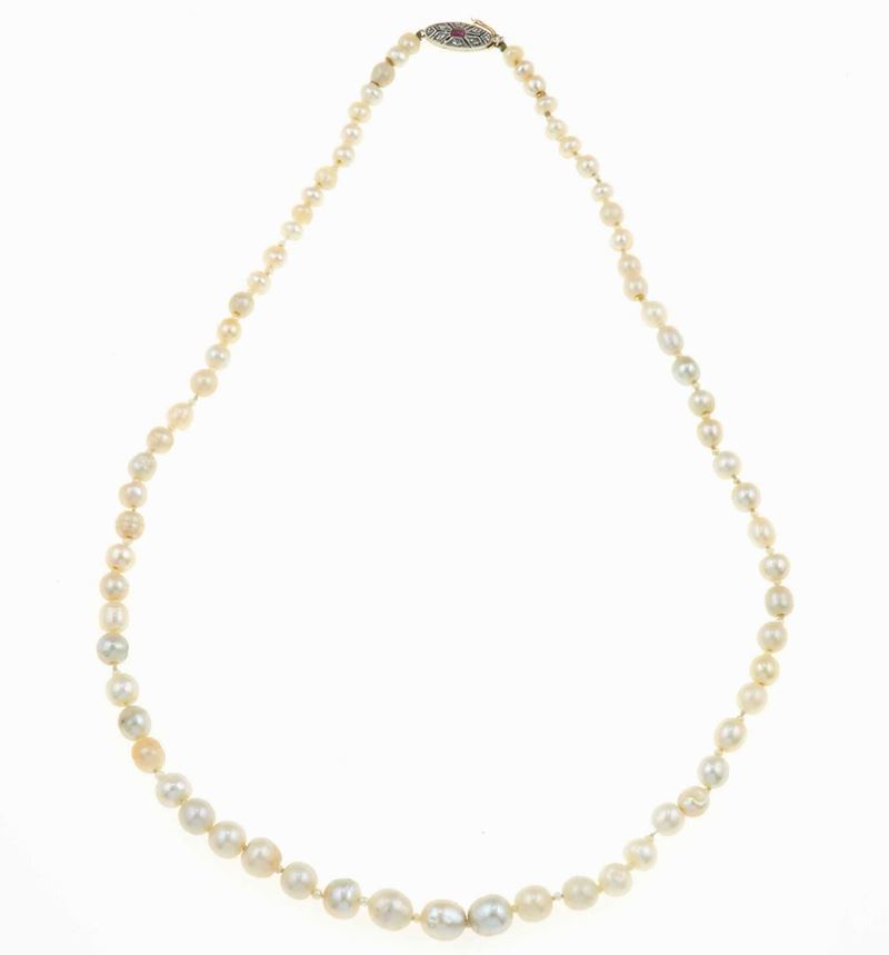 Natural pearl necklace. X-ray  - Auction Fine Jewels - Cambi Casa d'Aste