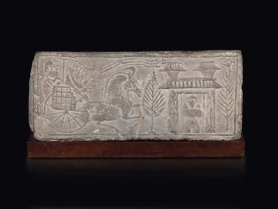 Stele in Pietra con Carrozza e Personaggi, Probabilmente XIII Secolo