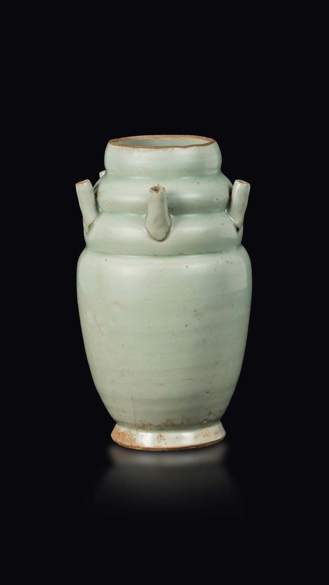 A pale Celdaon-glazed stoneware flower pot, China, Song Dynasty (960-1279)  - Auction Fine Chinese Works of Art - Cambi Casa d'Aste