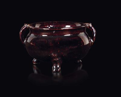 Incensiere in Grès a Smalto Marrone, Cina, Dinastia Qing, Epoca Qianlong (1736-1795)