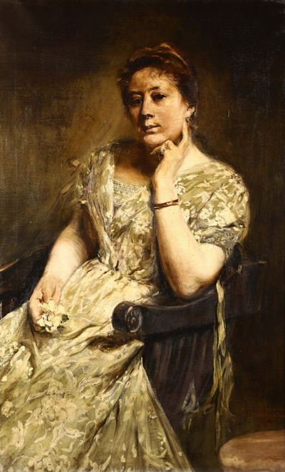 José Villegas (1844/48-1921)ritratto di Dama