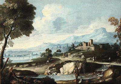 Antonio Diziani (venezia 1737-1797)paesaggio con Figure
