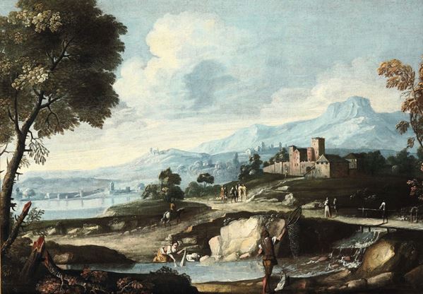 Antonio Diziani (Venezia 1737-1797) Paesaggio con figure