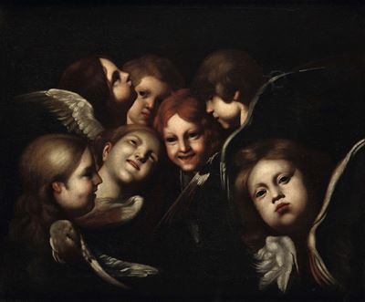 Giovanni Antonio Galli Detto lo Spadarino (roma 1585 - 1652)teste di Angeli